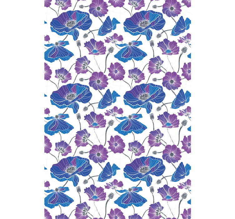 Blue and pink pattern flowers and plants roller blind - TenStickers