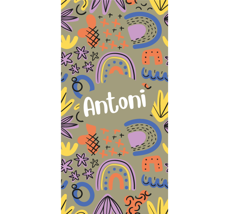 Colourful pattern olive green window shade - TenStickers