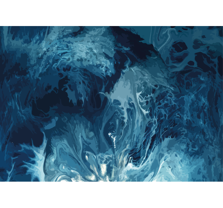 Blue tones watercolor waves Bathroom blind - TenStickers