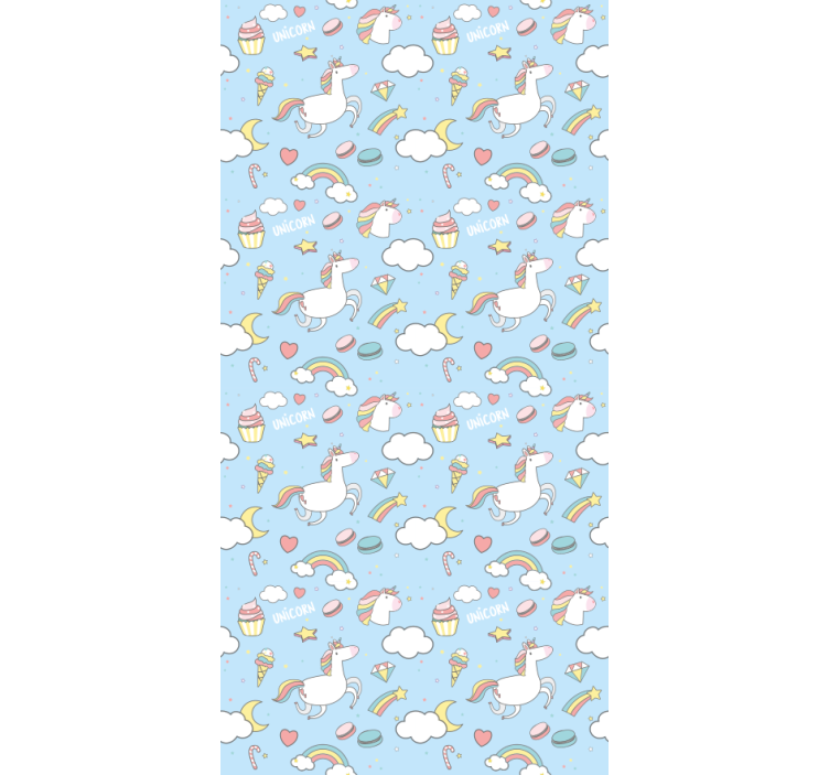 Cute unicorns and rainbows children room roller blind - TenStickers