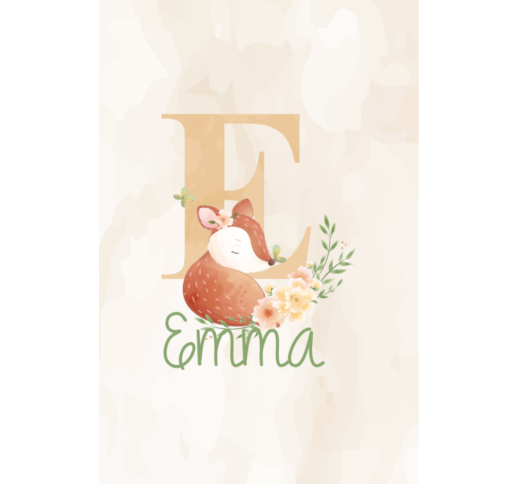 Fox with initial and name children room roller blind - TenStickers