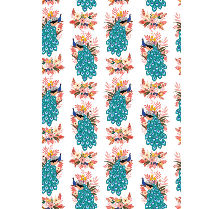 PEACOCKS AMONG FLORALS flowers and plants roller blind - TenStickers