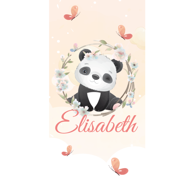 Cute animals panda with name Childrens blind - TenStickers