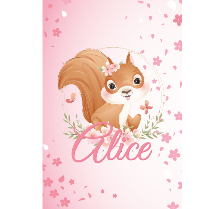 Squirrel with name children room roller blind - TenStickers