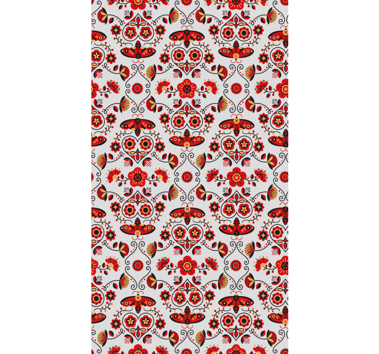 Polish red pattern flower roller blind - TenStickers