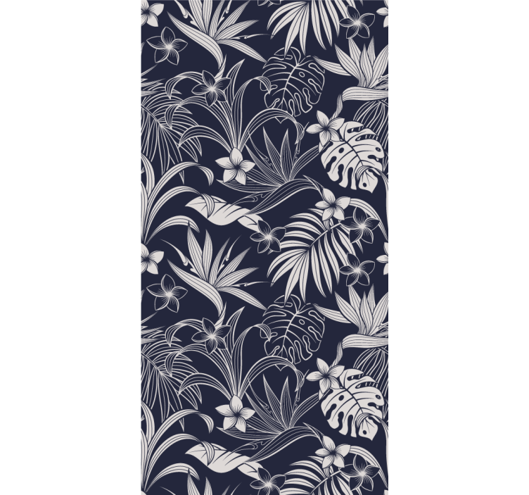 Dark tropical floral pattern flowers and plants roller blind - TenStickers
