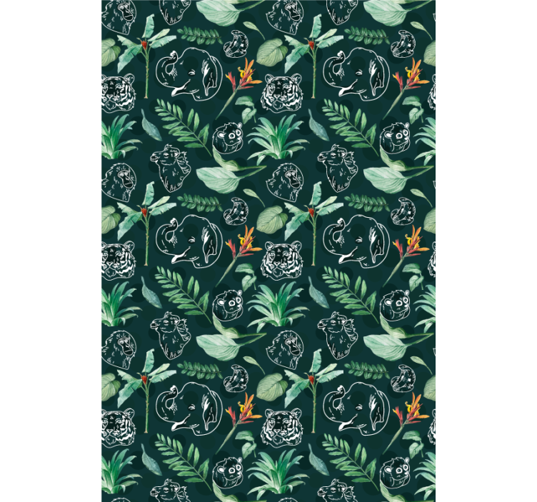 Animal roller blind animal sketch floral - TenStickers