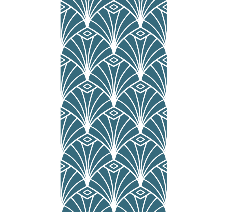 Blue and white "art deco" pattern Elegant blind - TenStickers