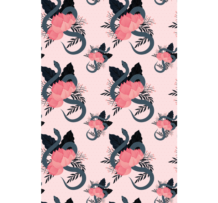 Floral and snake design flowers and plants roller blind - TenStickers