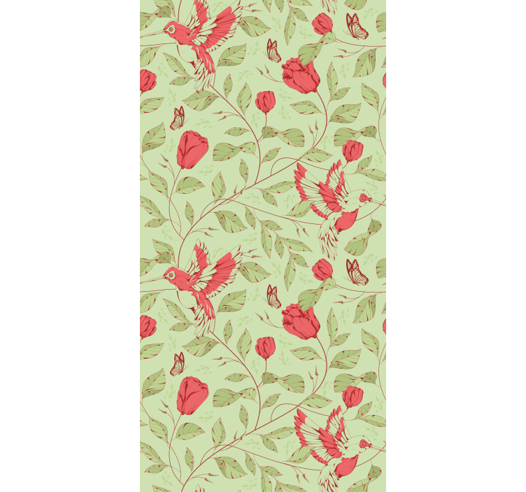 Hummingbirds and blooms flowers and plants roller blind - TenStickers