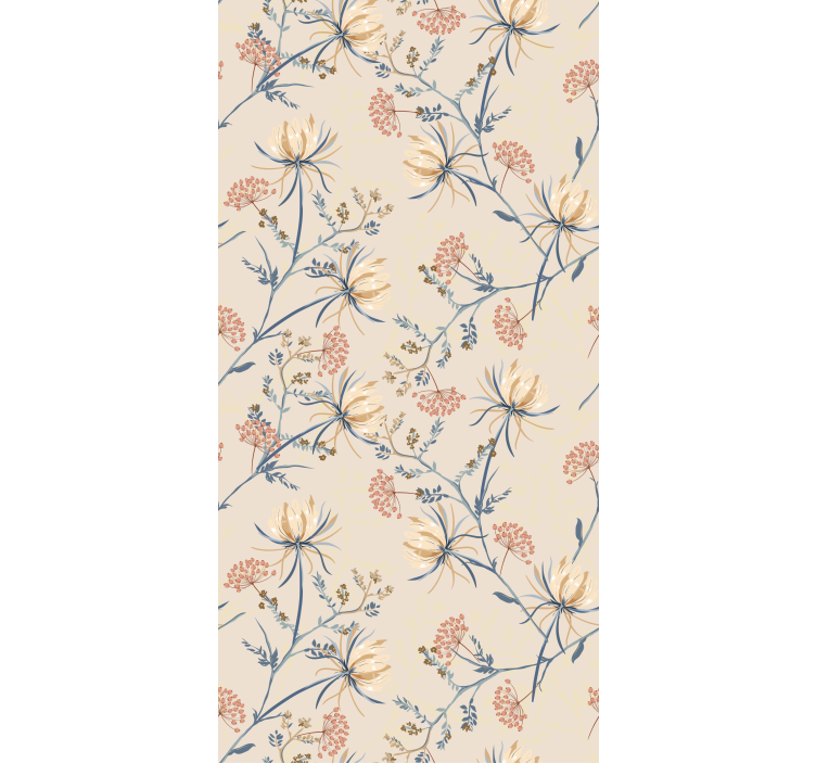 Floral Blossom Beige Pattern flowers and plants roller blind - TenStickers