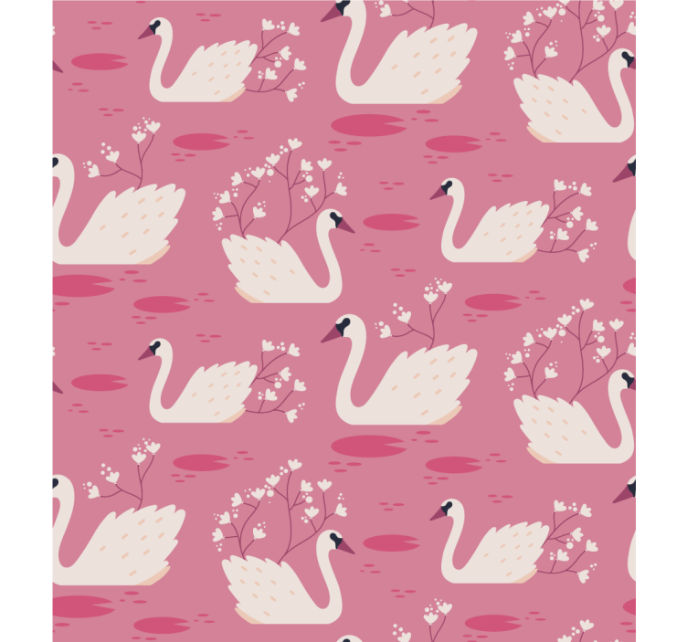Elegant Swans and Blossoms flowers and plants roller blind - TenStickers