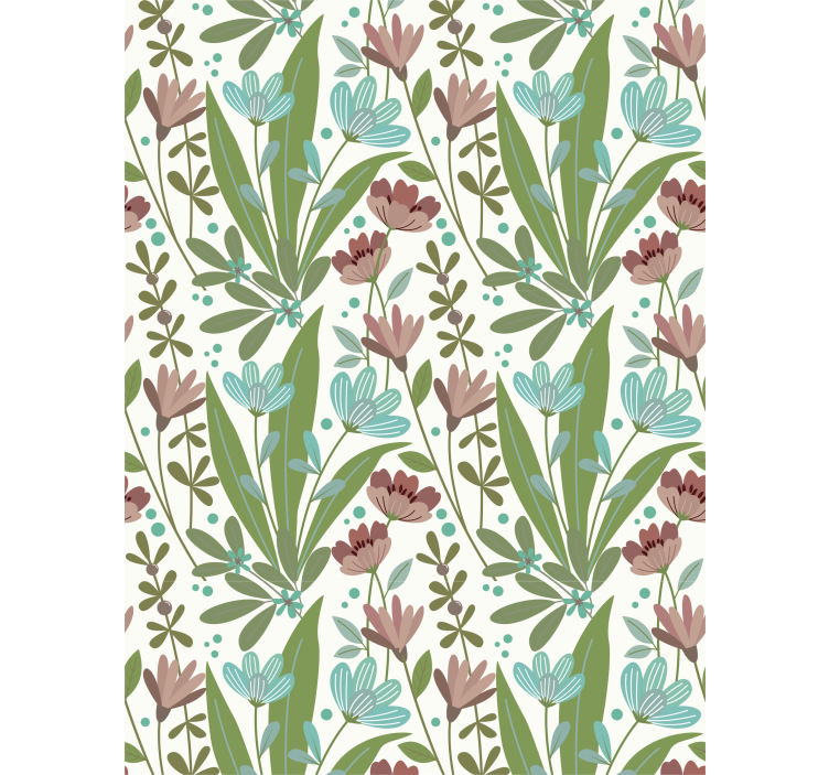 Floral Leaf Patterns flowers and plants roller blind - TenStickers