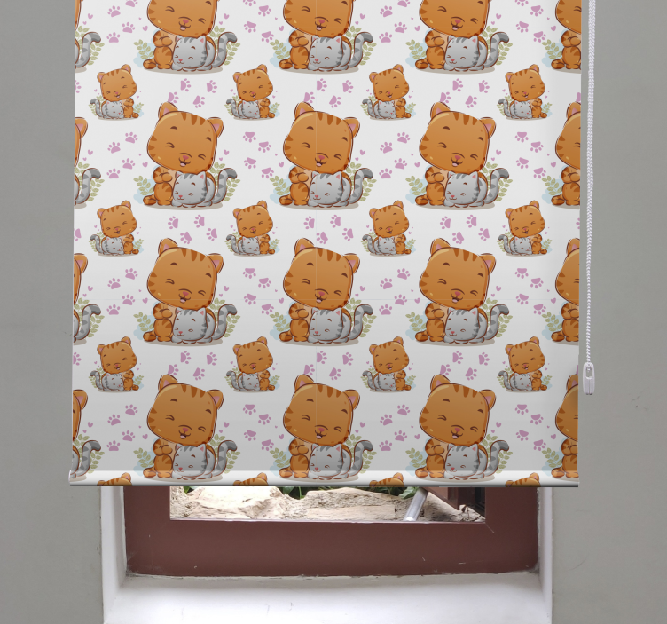 Baby cat patterns children room roller blind - TenStickers