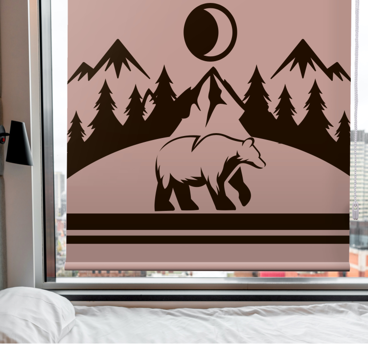 Bear and Mountains animal roller blind - TenStickers