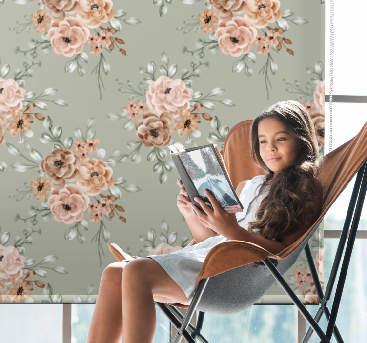 Beautiful beige arrangement flower roller blind - TenStickers