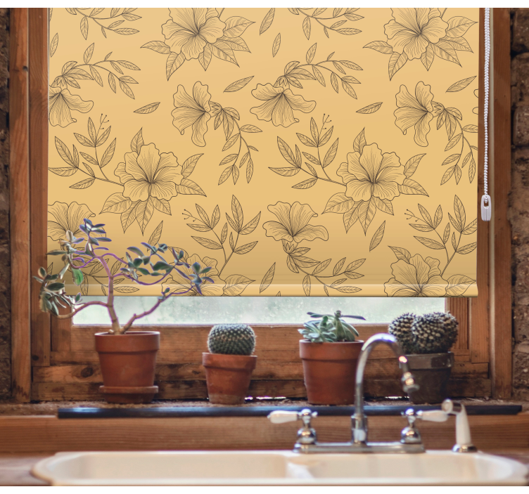 Beige stylised patterns flower roller blind - TenStickers