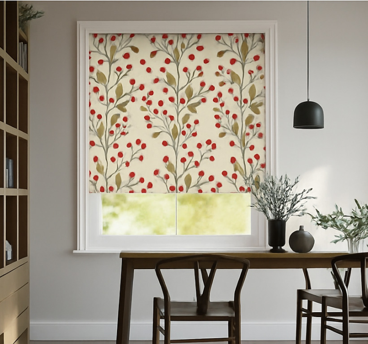 Berries floral leaves  dining room roller blind - TenStickers