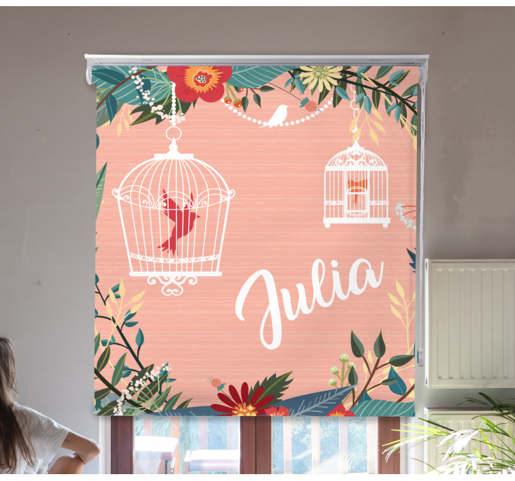 Birdcages and Blooms flowers and plants roller blind - TenStickers