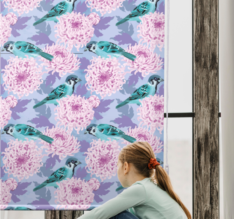 Birds Among Blooms flowers and plants roller blind - TenStickers