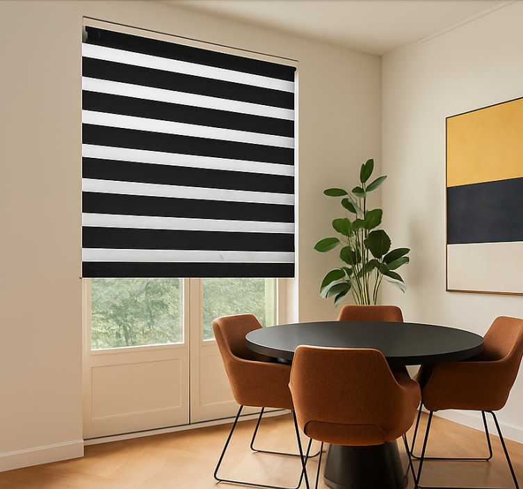 Black and transparent stripped  dining room roller blind - TenStickers