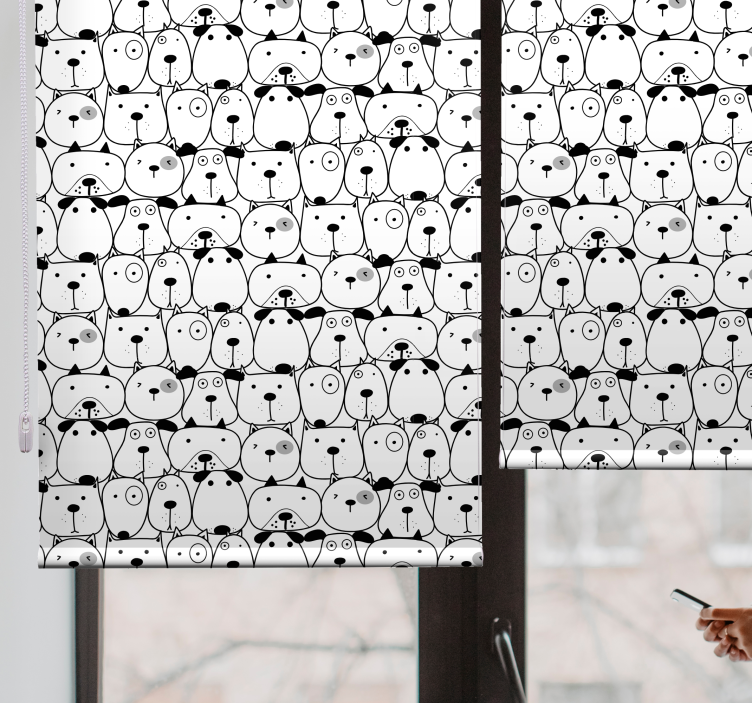 Black and white cats and dogs animal roller blind - TenStickers
