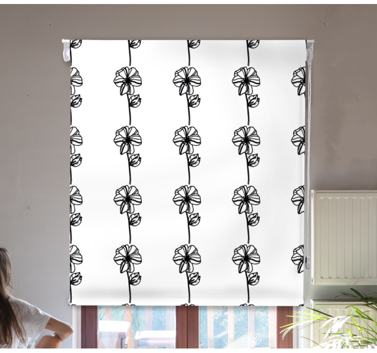 Black vertical flowers flower roller blind - TenStickers