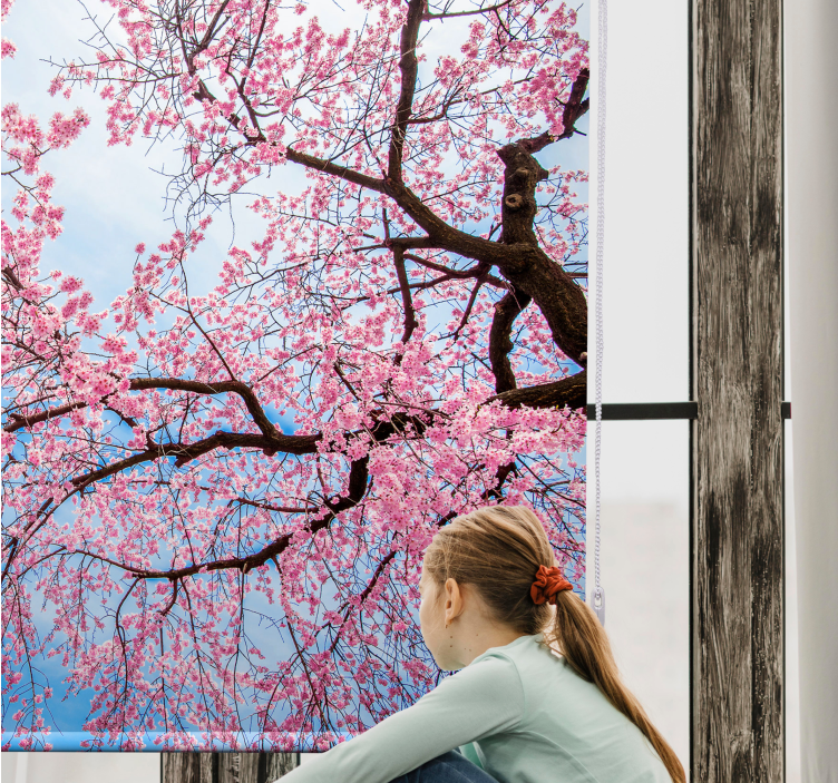 Blooming cherry tree Living room blind - TenStickers
