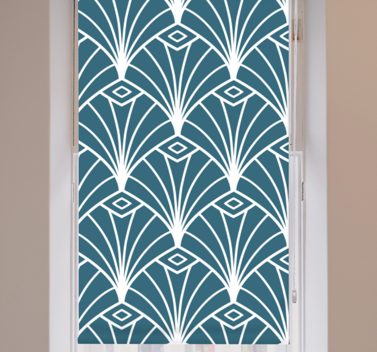 Blue and white "art deco" pattern Elegant blind - TenStickers