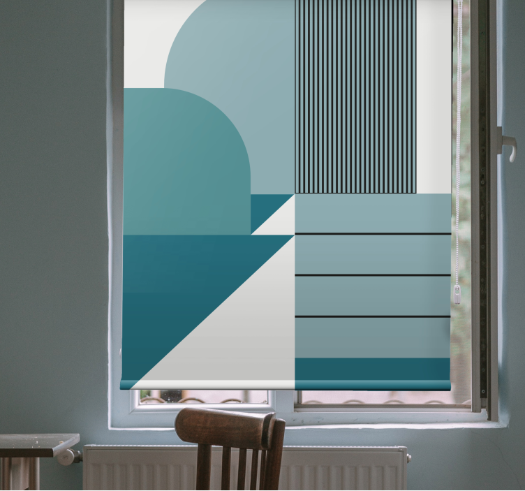 Blue geometric urban design Bathroom blind - TenStickers