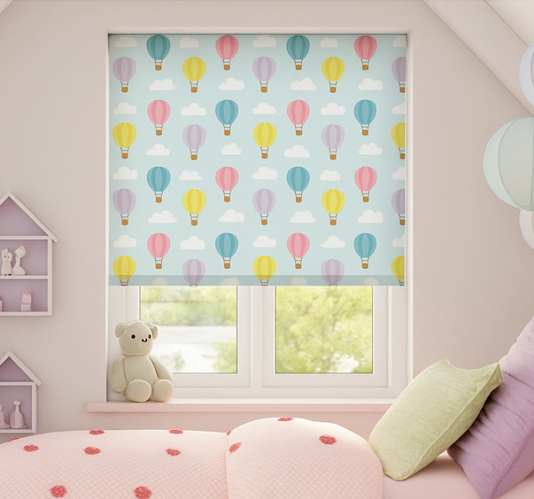 Blue hot air balloons children room roller blind - TenStickers