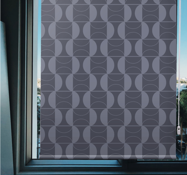 Blue "Japandi style" shapes Living room blind - TenStickers