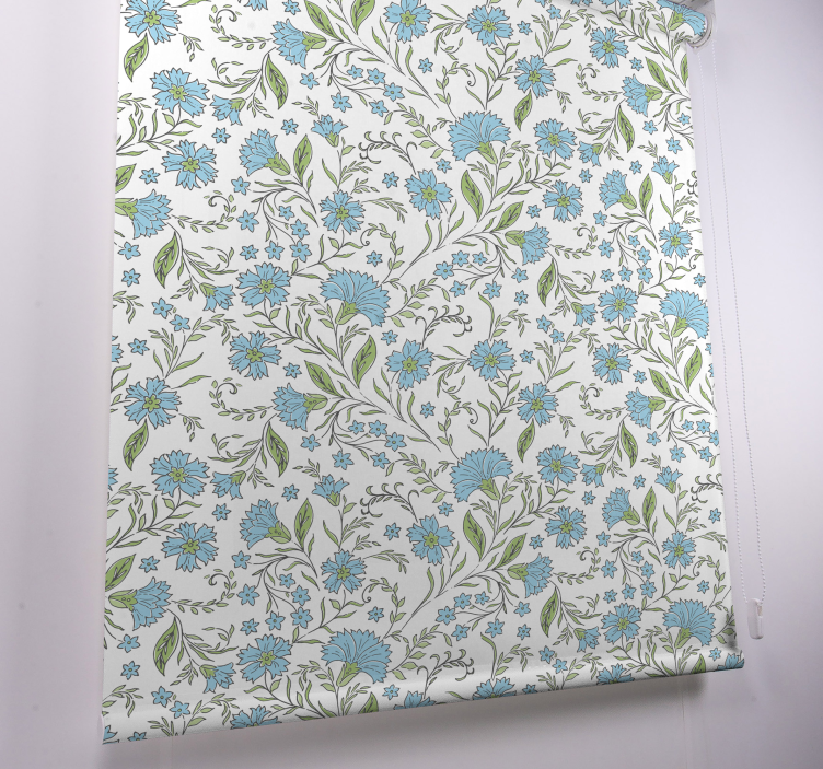 Blue light Asters on white Flower blind - TenStickers