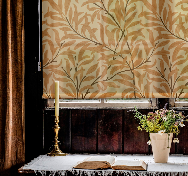 Botanical Leaf Print flower roller blind - TenStickers