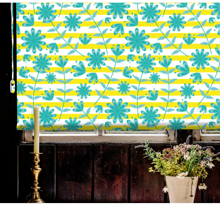 Bright stripe pattern flowers and plants roller blind - TenStickers