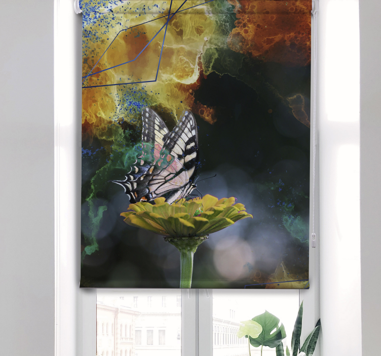 Butterfly Floral Composition butterfly roller blind - TenStickers