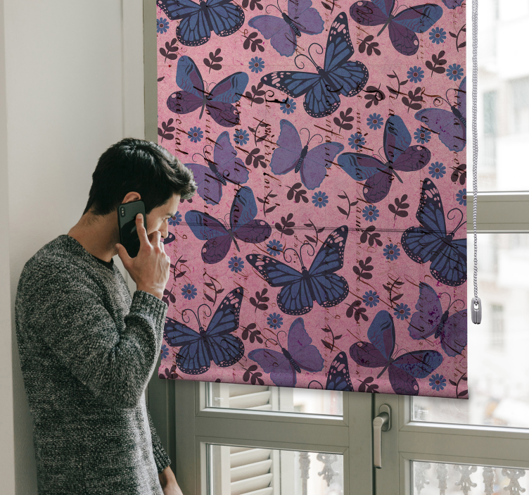 Pink Backround butterfly roller blind - TenStickers