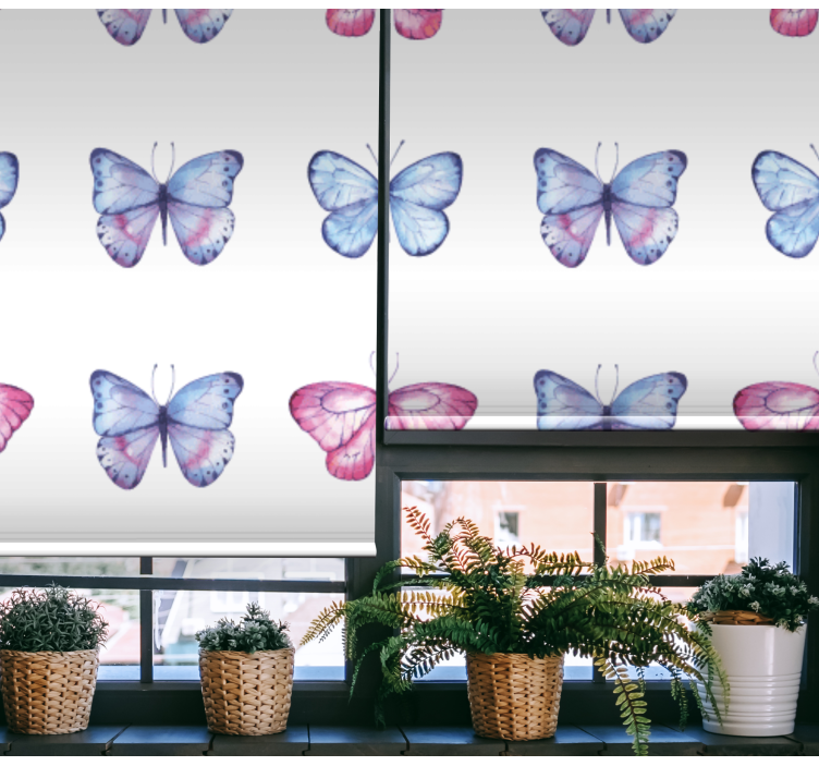 Butterfly roller blind with blue and pink wings - TenStickers