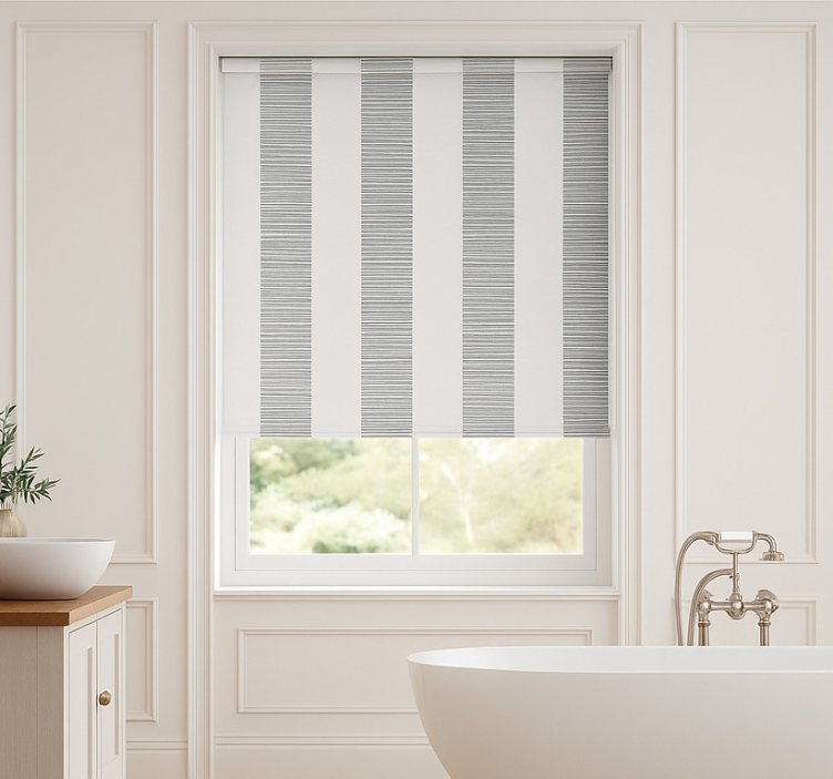 "Ceramica Righe Grigio" bathroom roller blind - TenStickers