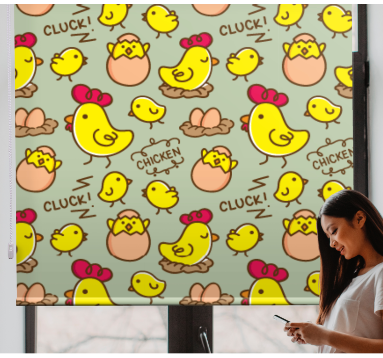 Charming Chickens Pattern animal roller blind - TenStickers