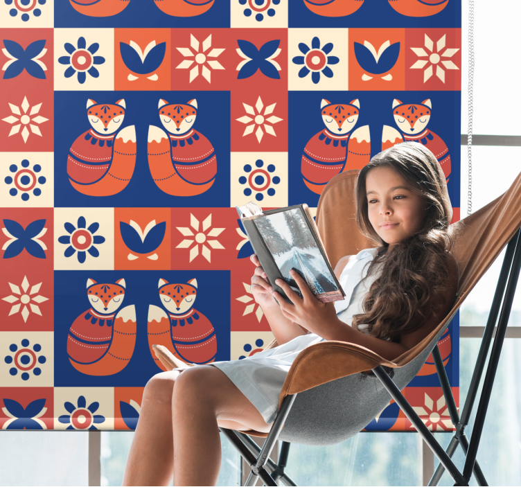 Charming Fox Patterns animal roller blind - TenStickers