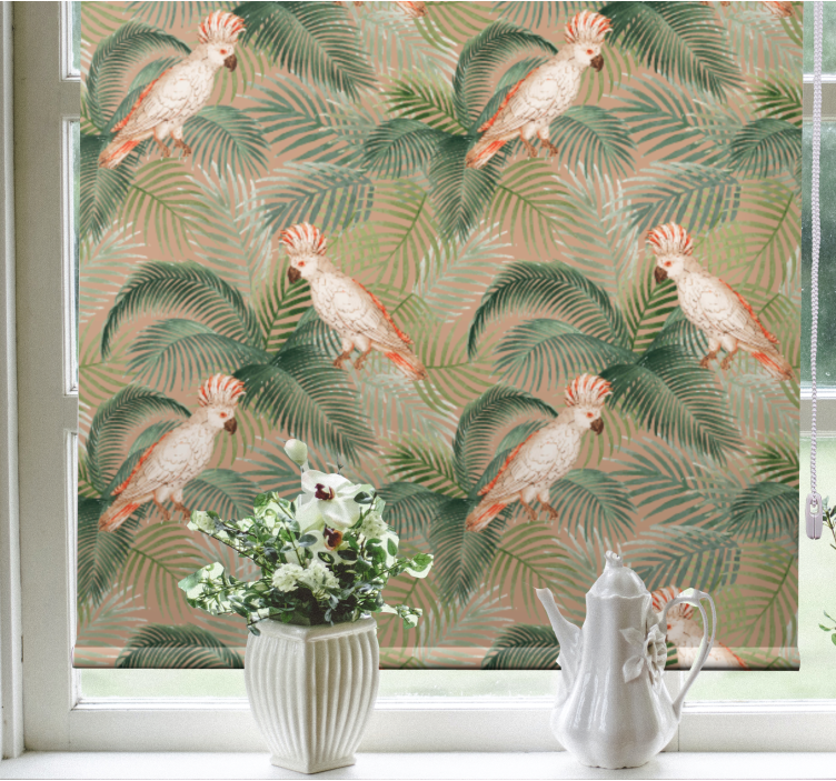 Cockatoo and Leaves animal roller blind - TenStickers