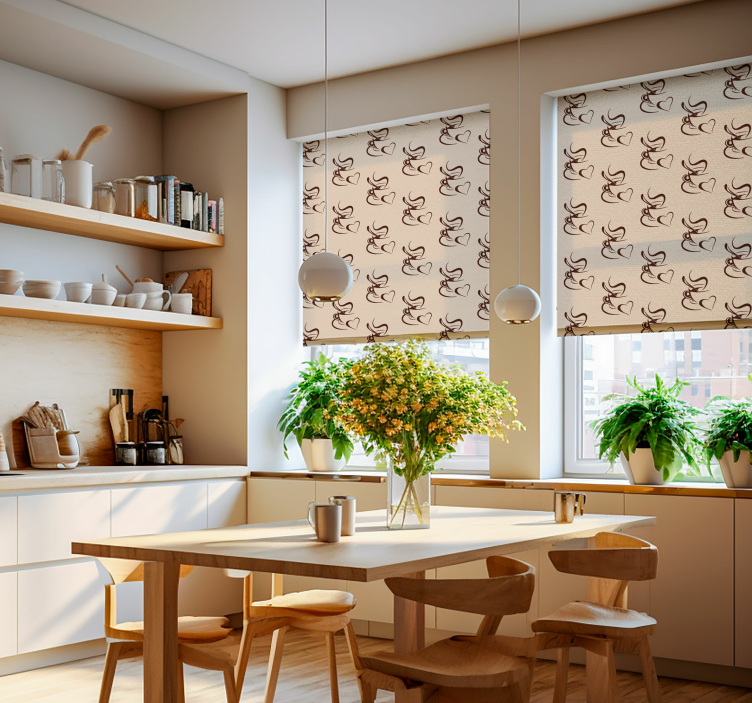 coffee lovers illustration Kitchen blind - TenStickers