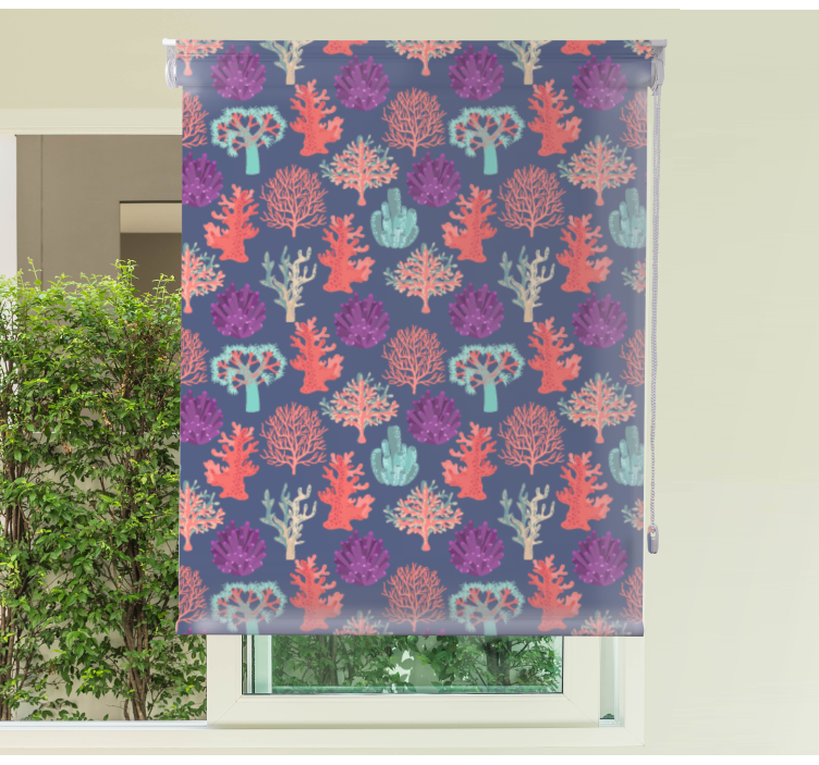 Colorful Coral Patterns flowers and plants roller blind - TenStickers