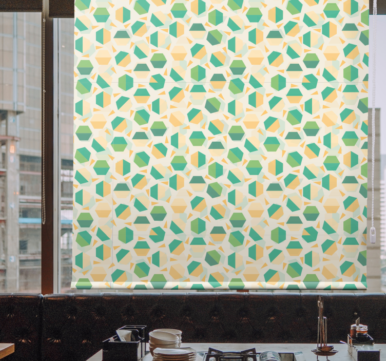 Colorful hexagon tiles pattern Bathroom blind - TenStickers