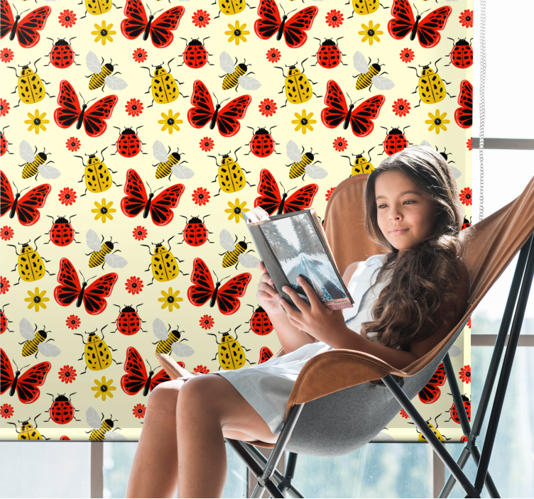 Colorful minimalistic bugs pattern Nordic blind - TenStickers