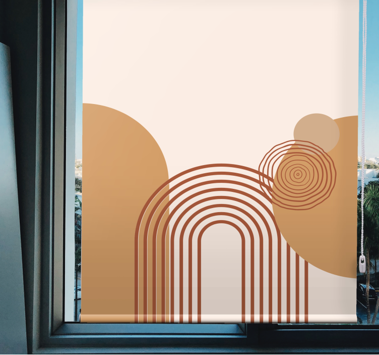 Curved line beige design modern roller blind - TenStickers