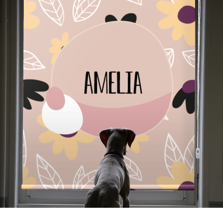 Custom Floral Name Design customise roller blind - TenStickers