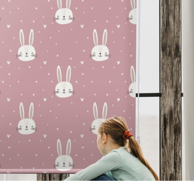 Baby bunny faces children room roller blind - TenStickers