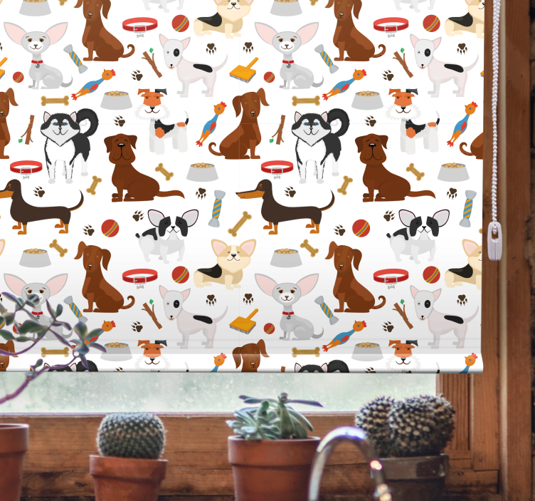 Cute Dog Patterns animal roller blind - TenStickers